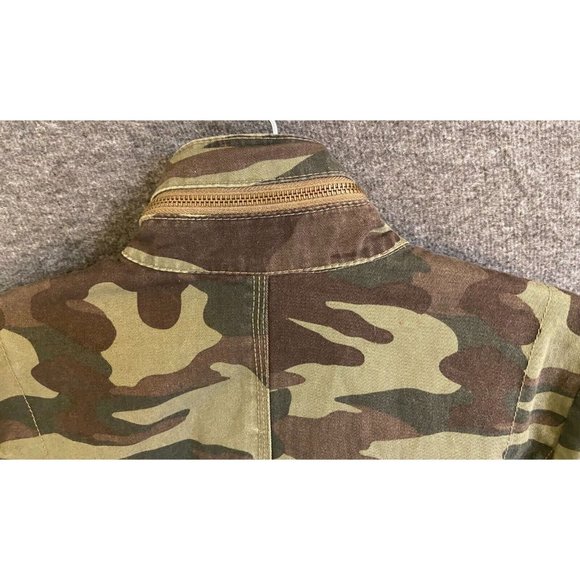 Green Camouflage Zip Up Military Jacket Size Small. Brand: Angel Kiss. 5 pocket. - Picture 6 of 8